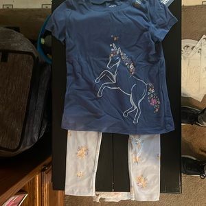 Light blue 5T Pants and Unicorn Shirt